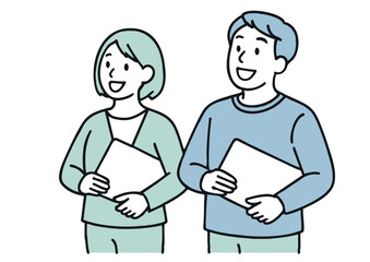 ノートパソコンを持つカジュアルな男女 – 現代的なワークスタイル