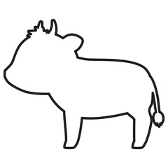 横向きのウシの線画