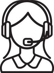 call center user linear icon black vector illustration