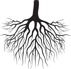 tree root system vector scheme 2d icon black vector illustration