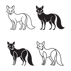 Minimalist Black and White Fox Line Art – Geometric Vector Illustration