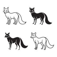 Abstract Black and White Fox Silhouette – Simple Fox Illustration