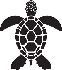 Obraz premium Turtle silhouette, flat logo, no color, icon black vector illustration