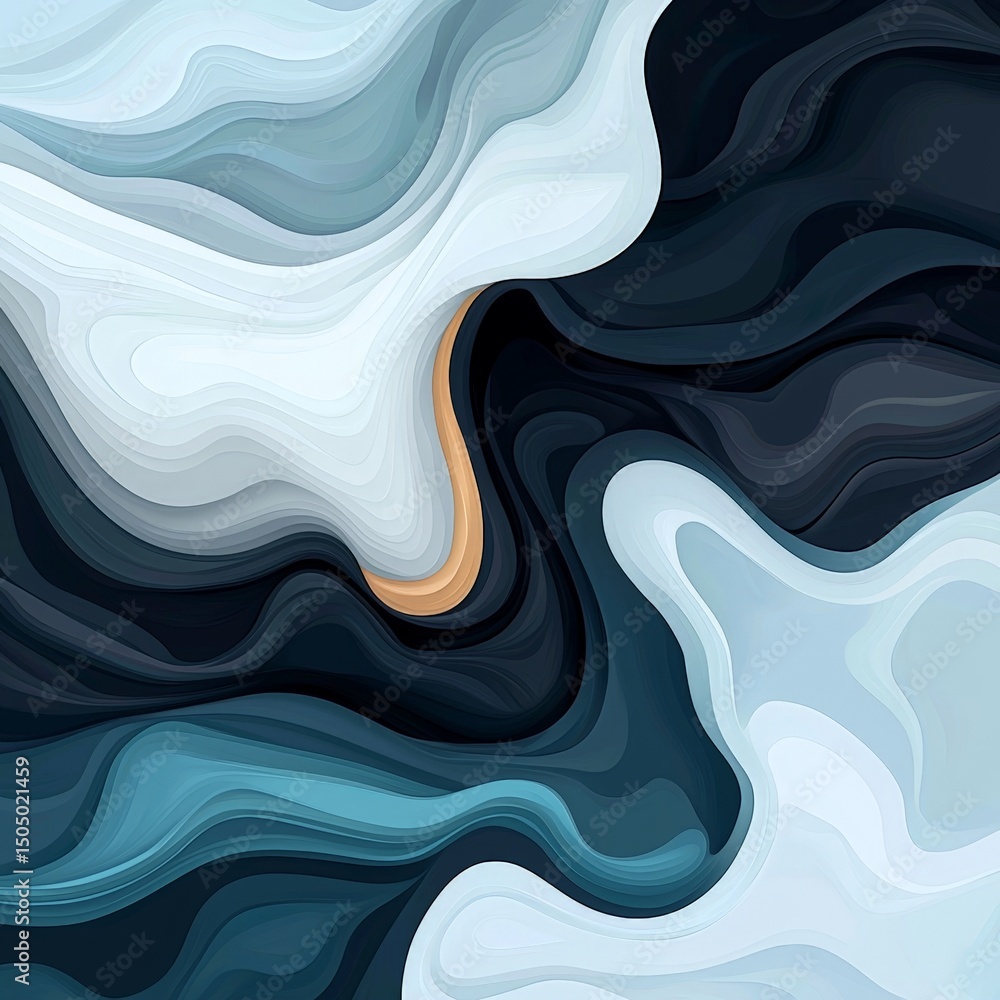 Poster abstract concept of quantum physics with complex wave patterns