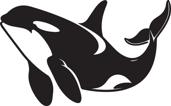 orca whale black and white clours abstract minimalist flat logo design with white background icon black vector illustration