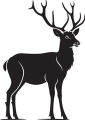 Fototapeta premium Deer Black and white Silhouette vector icon black vector illustration