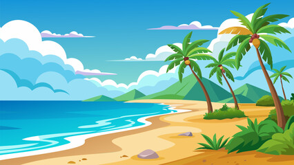 Fototapeta na wymiar Tranquil Tropical Beach. Idyllic Island Getaway