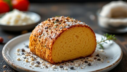 Loaf of Garlic Bread on Plate