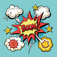 Cartoon comic sign burst clouds. Speech bubble, boom sign expression and pop art text frames. Comics mem expressions speech, superhero book bubbles label. Isolated vector symbols set 