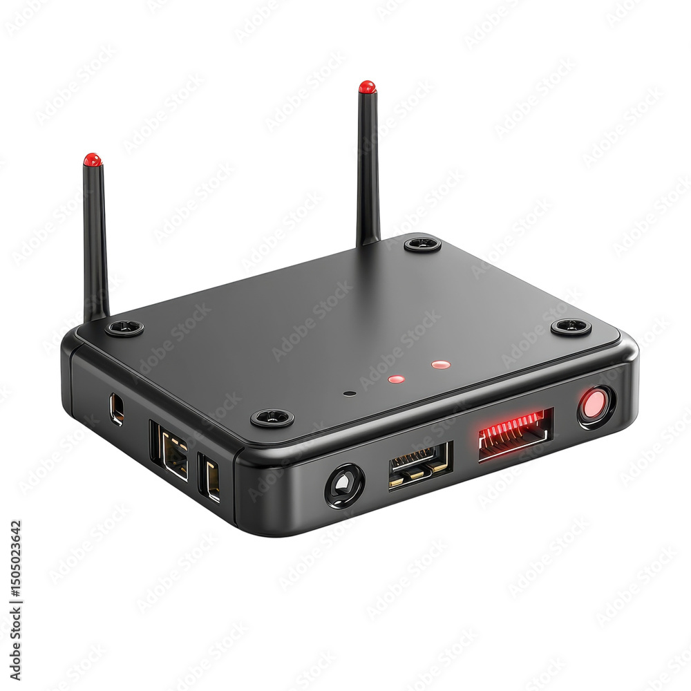 Aufkleber sleek black microcomputer hub ready to connect and enhance your digital on transparent background