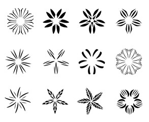 Collection of vector flowers hand drawn isolated on white background. Vector flowers in the style of doodle