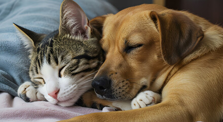 Friendship between cat and dog