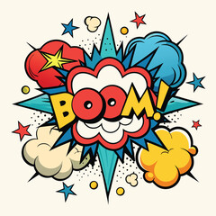 Cartoon comic sign burst clouds. Speech bubble, boom sign expression and pop art text frames. Comics mem expressions speech, superhero book bubbles label. Isolated vector symbols set 