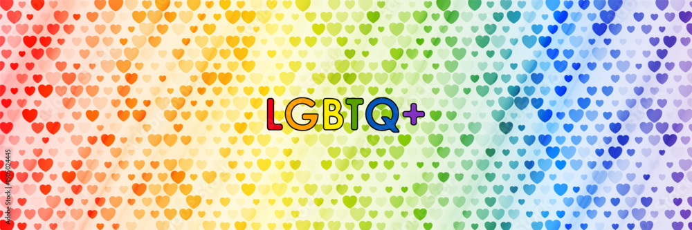 Poster lgbtq pride month abstract colorful mosaic sparkling hearts background. concept vector banner design