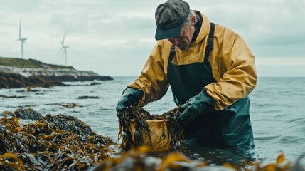 Coastal seaweed gatherer