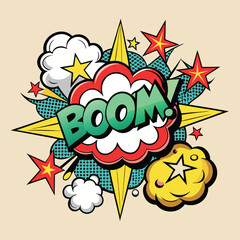 Cartoon comic sign burst clouds. Speech bubble, boom sign expression and pop art text frames. Comics mem expressions speech, superhero book bubbles label. Isolated vector symbols set 