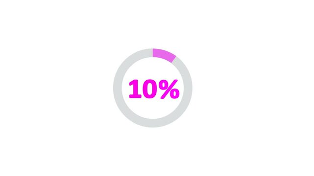 10% animated pie chart video on white background &ndash; half circle segment animation, minimal circular info graphic, percentage data visualization, modern graph design.