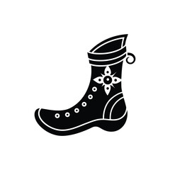 Flat and Minimal Christmas Elf shoe boot logo vector illustration isolated on white background