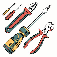 Vector illustration of appliance repair tools set, isolated on white background