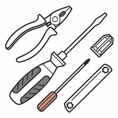 Vector illustration of appliance repair tools set, isolated on white background
