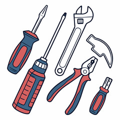 Vector illustration of appliance repair tools set, isolated on white background