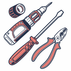Vector illustration of appliance repair tools set, isolated on white background