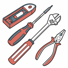 Vector illustration of appliance repair tools set, isolated on white background