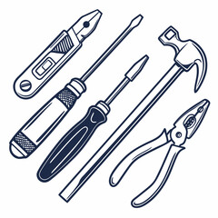 Vector illustration of appliance repair tools set, isolated on white background