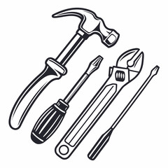 Vector illustration of appliance repair tools set, isolated on white background