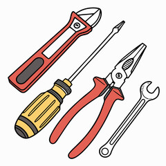 Vector illustration of appliance repair tools set, isolated on white background