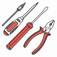 Vector illustration of appliance repair tools set, isolated on white background