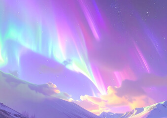 幻想的なオーロラの空（生成AI　Generated Image）