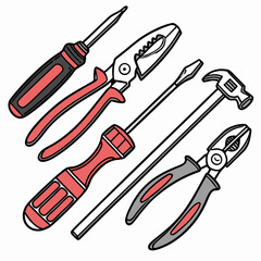 Vector illustration of appliance repair tools set, isolated on white background