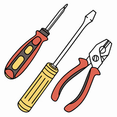 Vector illustration of appliance repair tools set, isolated on white background