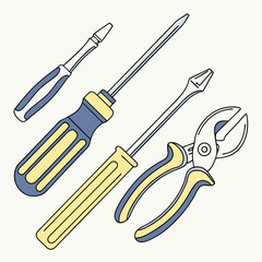 Vector illustration of appliance repair tools set, isolated on white background