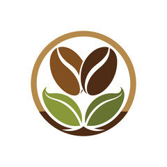 Flat and Minimal Coffee beans logo vector illustration isolated on white background