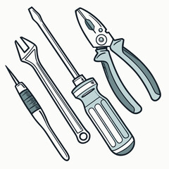 Vector illustration of appliance repair tools set, isolated on white background