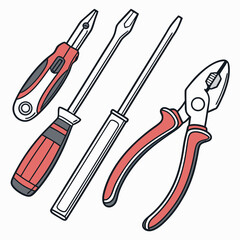 Vector illustration of appliance repair tools set, isolated on white background