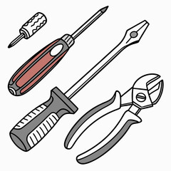 Vector illustration of appliance repair tools set, isolated on white background