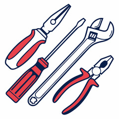 Vector illustration of appliance repair tools set, isolated on white background