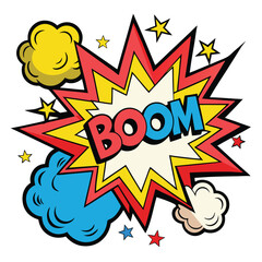 Cartoon comic sign burst clouds. Speech bubble, boom sign expression and pop art text frames. Comics mem expressions speech, superhero book bubbles label. Isolated vector symbols set 
