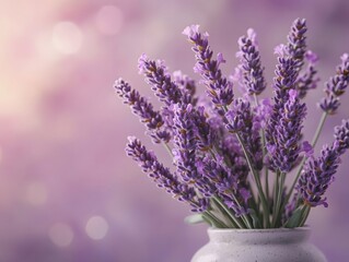 Obraz premium A few sprigs of lavender in a vase