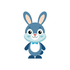 Fototapeta premium Flat and Minimal cute cartoon rabbit logo vector illustration isolated on white background