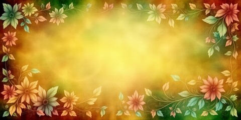 Obraz premium Golden Autumn Floral Background Design Elegant Yellow Orange Flowers Vintage Style