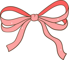 Red Ribbon Bow Illustration, Festive Clipart, Elegant Holiday Art