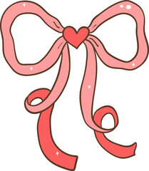 Red Ribbon Bow Illustration, Festive Clipart, Elegant Holiday Art