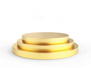 golden color empty big podium, on white background on transparency background