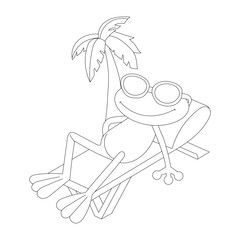 Cool Frog Wearing Sunglasses Relaxing on the Sun Coloring Page
