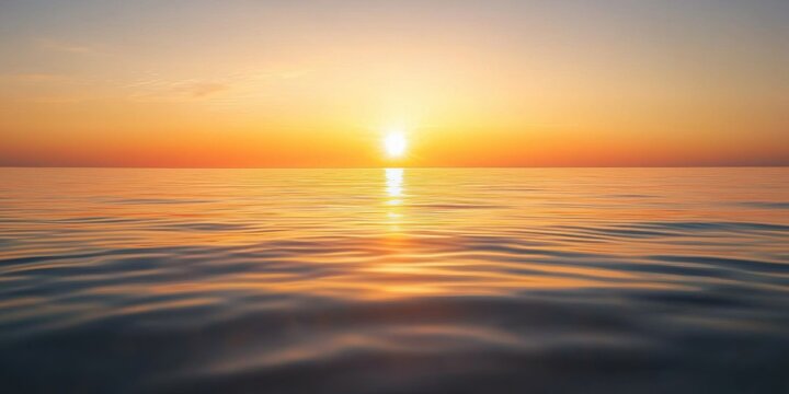 A sunrise over a still, glassy sea with no land in sight