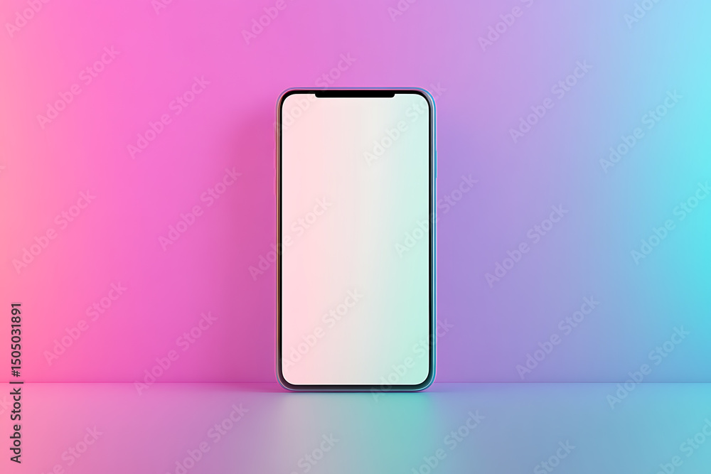 Aufkleber minimalist phone display against a gradient background. perfect for showcasing apps or designs with 